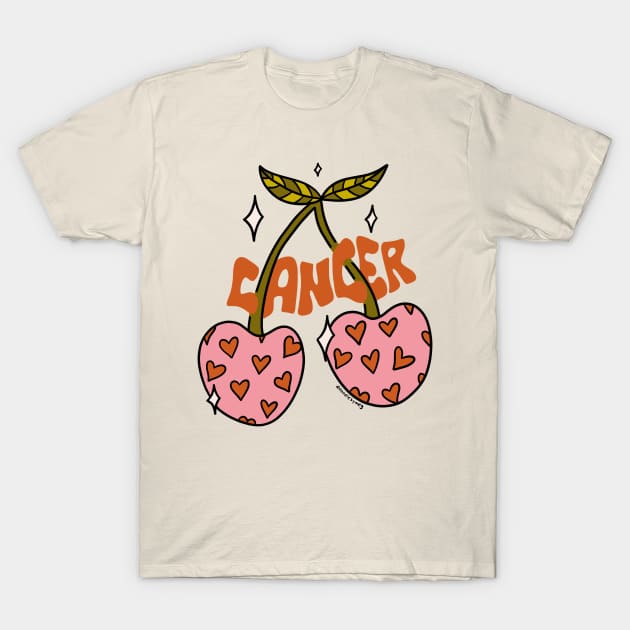 Cancer Zodiac Cherries T-Shirt by Doodle by Meg